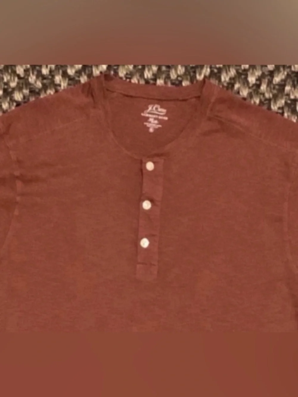 J. Crew Men's Long-Sleeve Henley in Rust